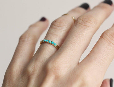 Round Turquoise Eternity Gold Ring