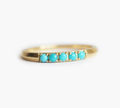 Round Turquoise Eternity Gold Ring