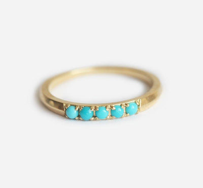 Round Turquoise Eternity Gold Ring