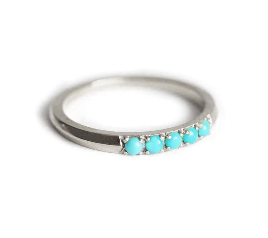 Round Turquoise Eternity Gold Ring