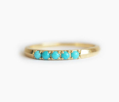 Round Turquoise Eternity Gold Ring