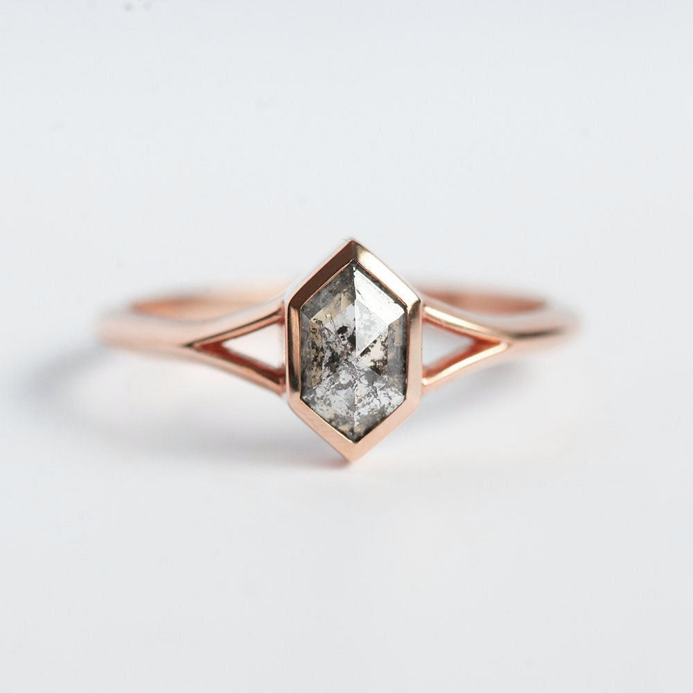 Lucia Salt & Pepper Diamond Hexagon Ring – Capucinne