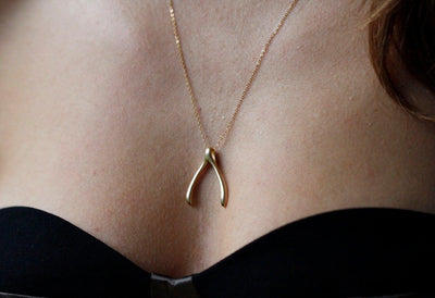 Gold wishbone necklace