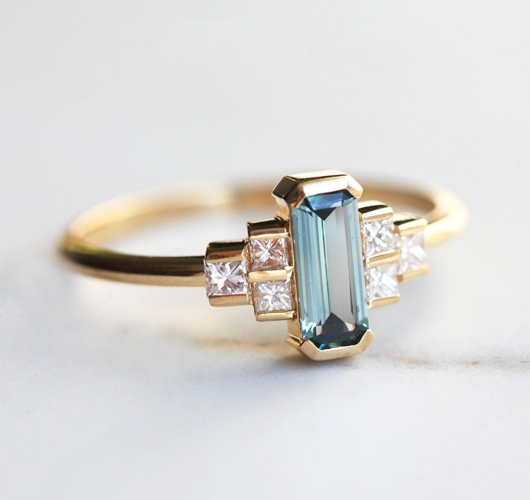Luisa Art Deco Sapphire Diamond Ring-Capucinne