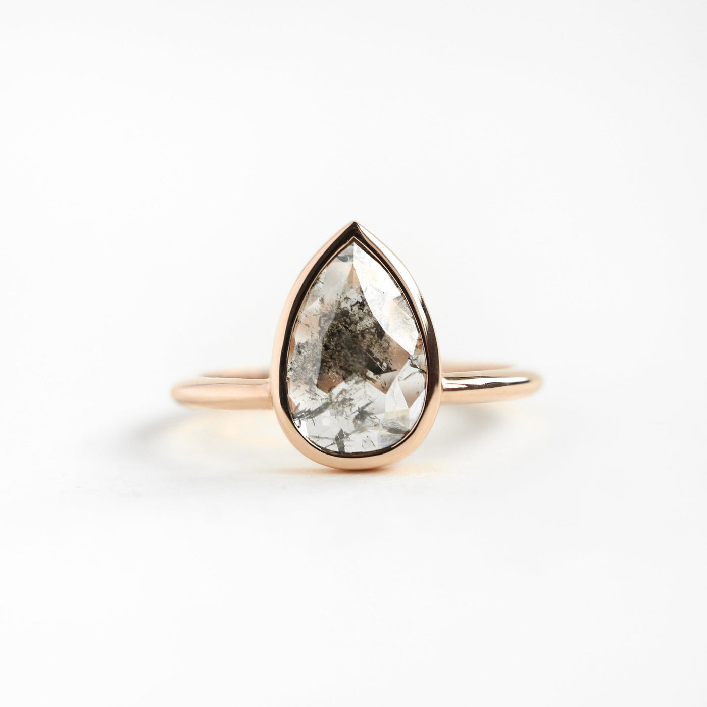 Grey Pear Salt & Pepper Diamond Ring