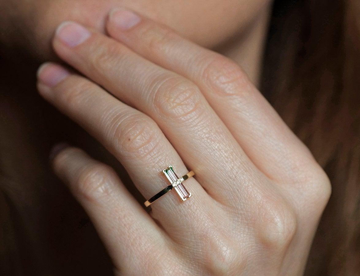 Turmalinski prstan Margo Lubenica z diamanti