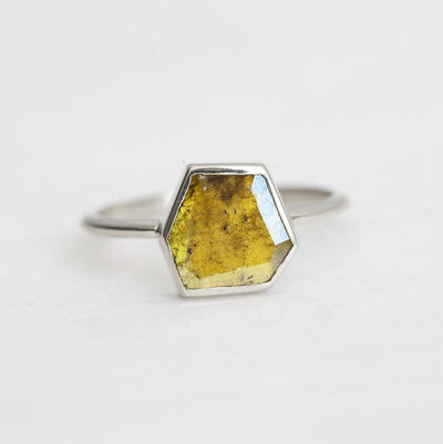 Marigold Diamond Slice Ring, Yellow Diamond Ring-Capucinne