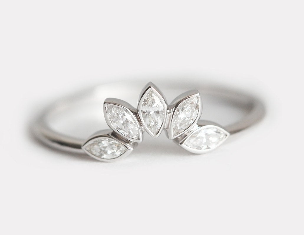 Marquise Diamond Wedding Ring, Wedding Ring-Capucinne