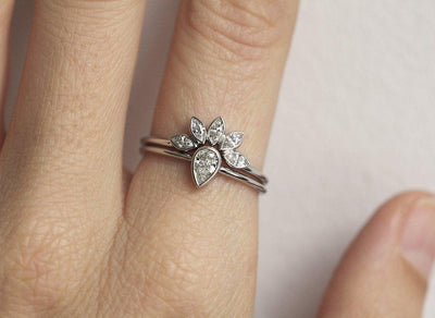 Marquise Diamond Wedding Ring, Wedding Ring-Capucinne
