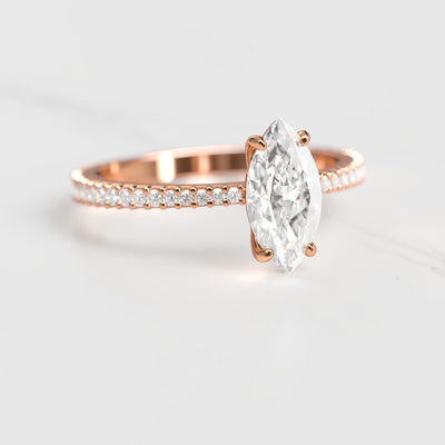 Marquise full pave tapered diamond eternity ring
