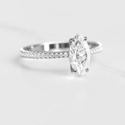 Marquise full pave tapered moissanite eternity ring