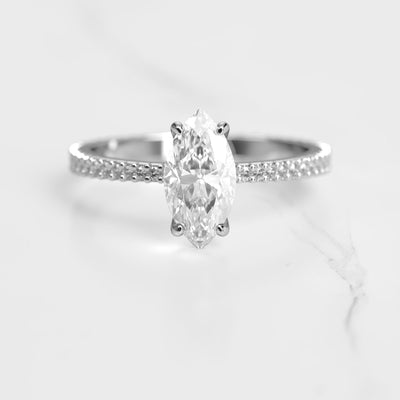 Marquise full pave tapered moissanite eternity ring