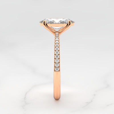 Marquise Half Pave Tapered Diamond Solitaire Ring