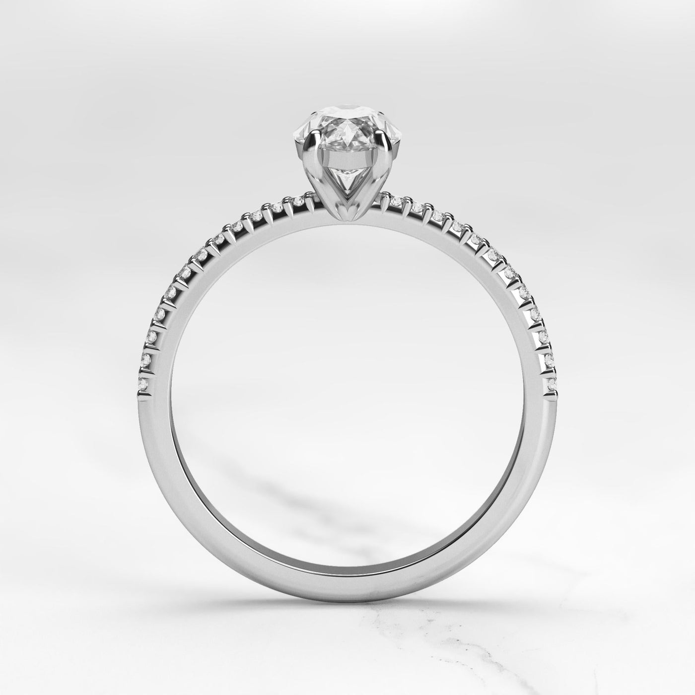 Marquise Half Pave Tapered Diamond Solitaire Ring