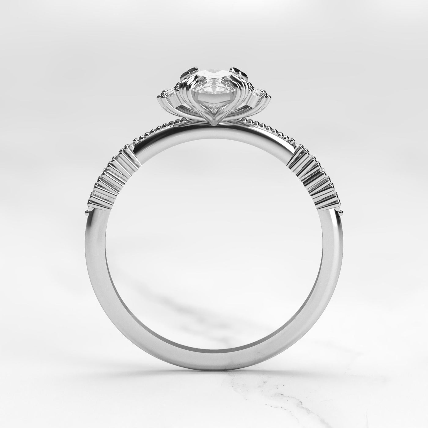 Marquise-cut white moissanite cluster ring