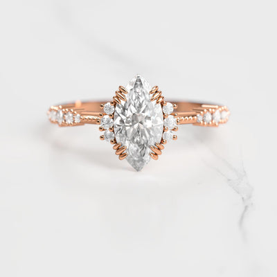 Marquise-cut white moissanite cluster ring