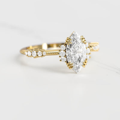 Marquise-cut white moissanite cluster ring