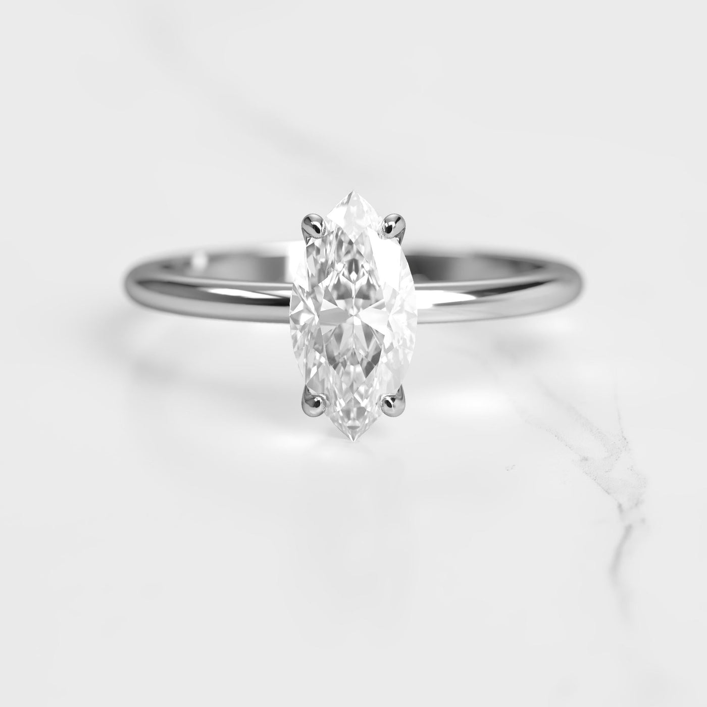 Marquise-cut solitaire moissanite ring