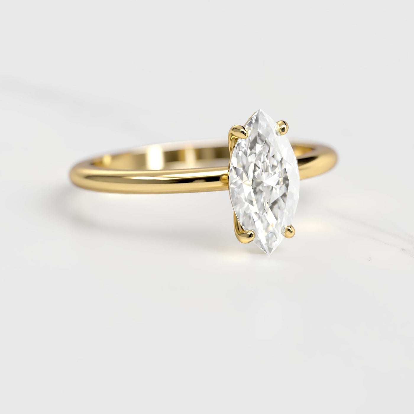 Marquise-cut solitaire moissanite ring