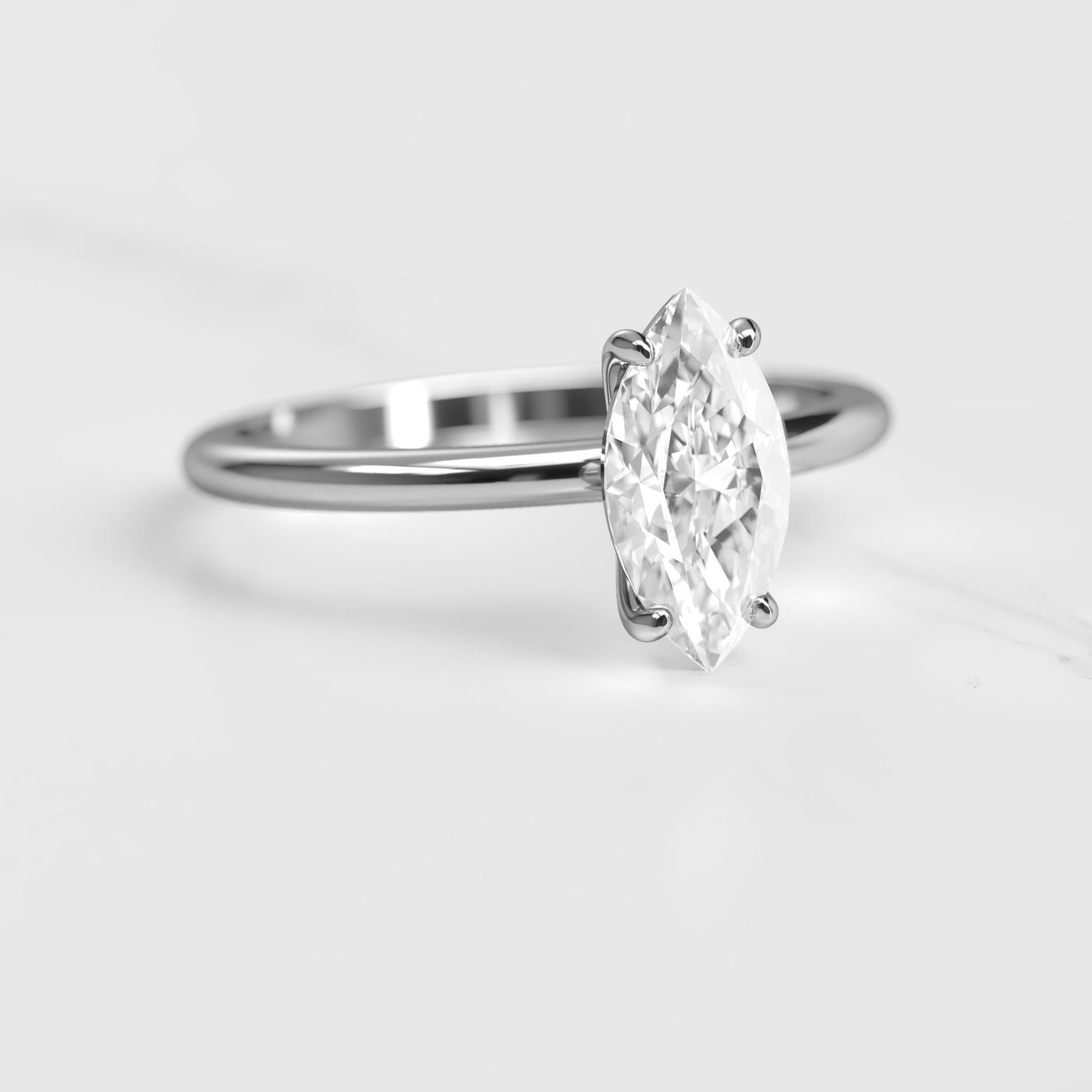 Marquise-cut solitaire moissanite ring