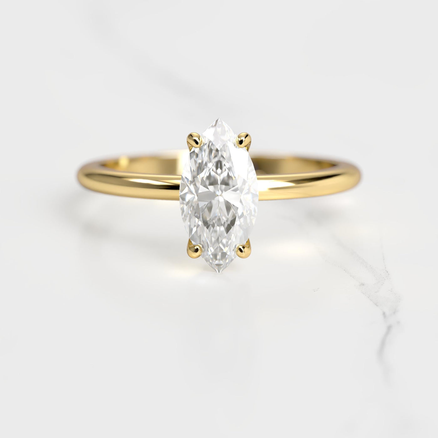 Marquise-cut solitaire moissanite ring