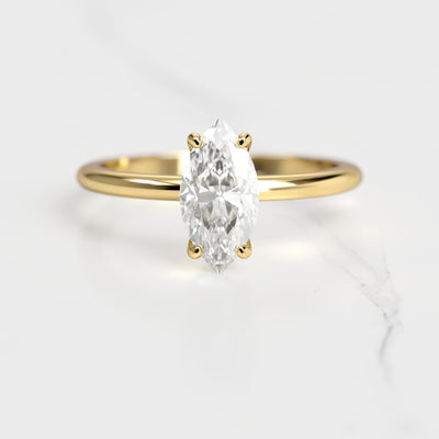 Marquise-cut solitaire moissanite ring