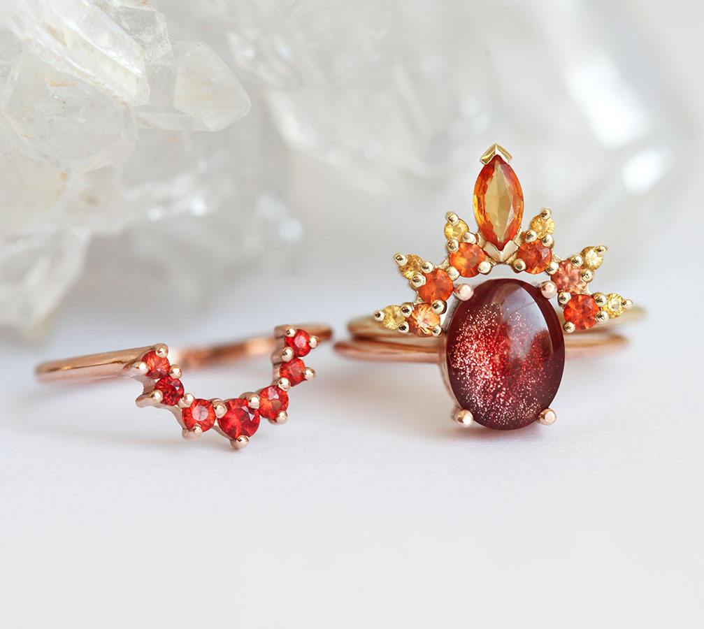 Marsa Flame Ring Set, Fire Ring Set-Capucinne