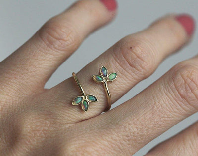 Unique Floral Yellow Gold Opal Ring