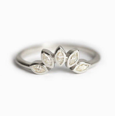 Mini Diamond Crown Ring, Mini Diamond Wedding Band-Capucinne