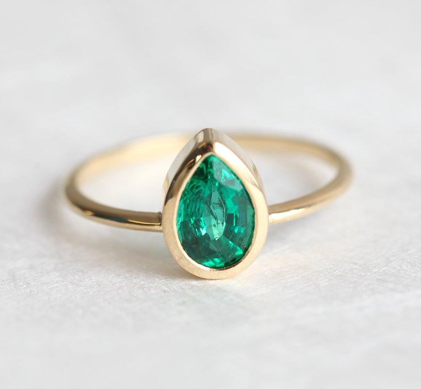 Miriam Pear Emerald Ring