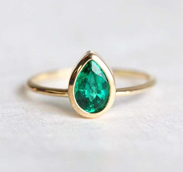 Miriam Pear Emerald Ring