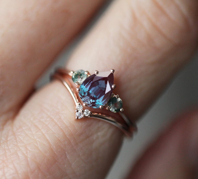 Round Alexandrite Ring, Alexandrite Silver Ring, Delicate Alexandrite Ring, Created discount Alexandrite Ring, Dainty Ring, Alexandrite Gemstone