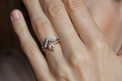 Modern Diamond Wedding Set, Unique Ring Set-Capucinne