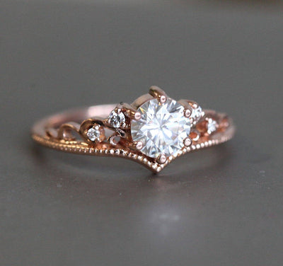 MOISSANITE ENGAGEMENT RING OR RING SET WITH DIAMONDS-Capucinne