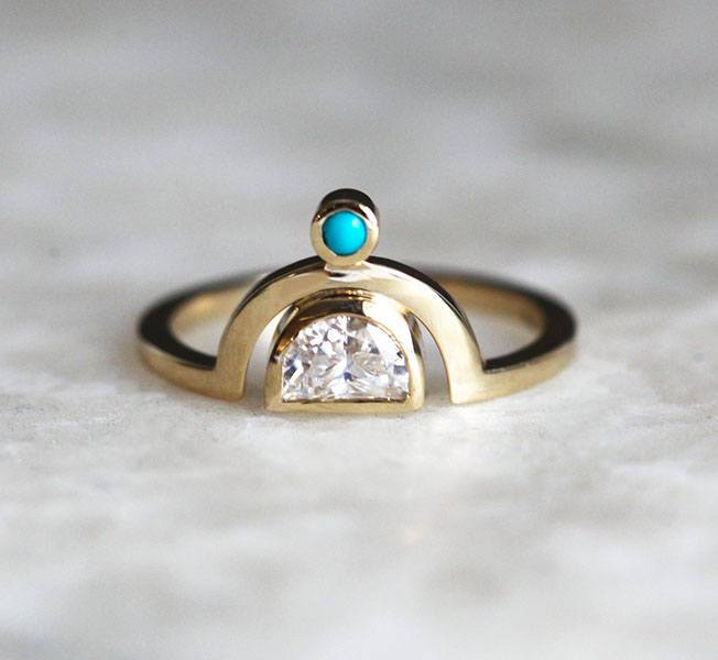 MOISSANITE ENGAGEMENT RING, UNIQUE MOISSANITE RING-Capucinne