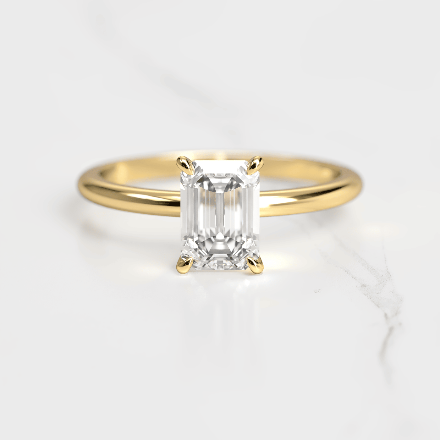 Emerald-Cut White Diamond Solitaire Ring