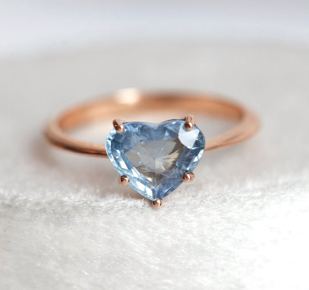 Heart-shaped sapphire solitaire ring