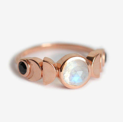 MOON PHASE RING, 14K ROSE GOLD-Capucinne