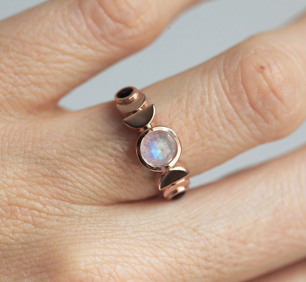 MOON PHASE RING, 14K ROSE GOLD-Capucinne