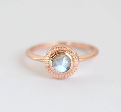 Round Moonstone Solitaire Wedding Ring