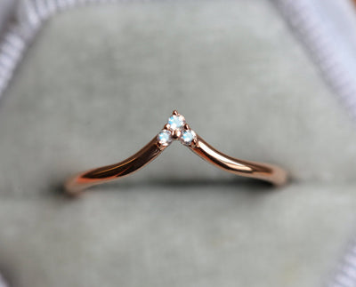 Round Moonstone Gold Wedding Band