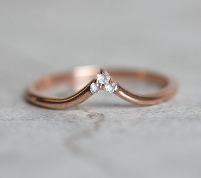 Round Moonstone Gold Wedding Band