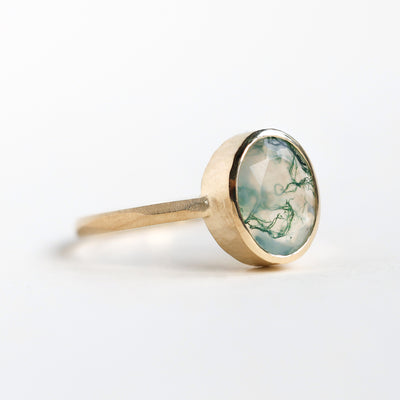 Moss agate solitaire ring - Capucinne