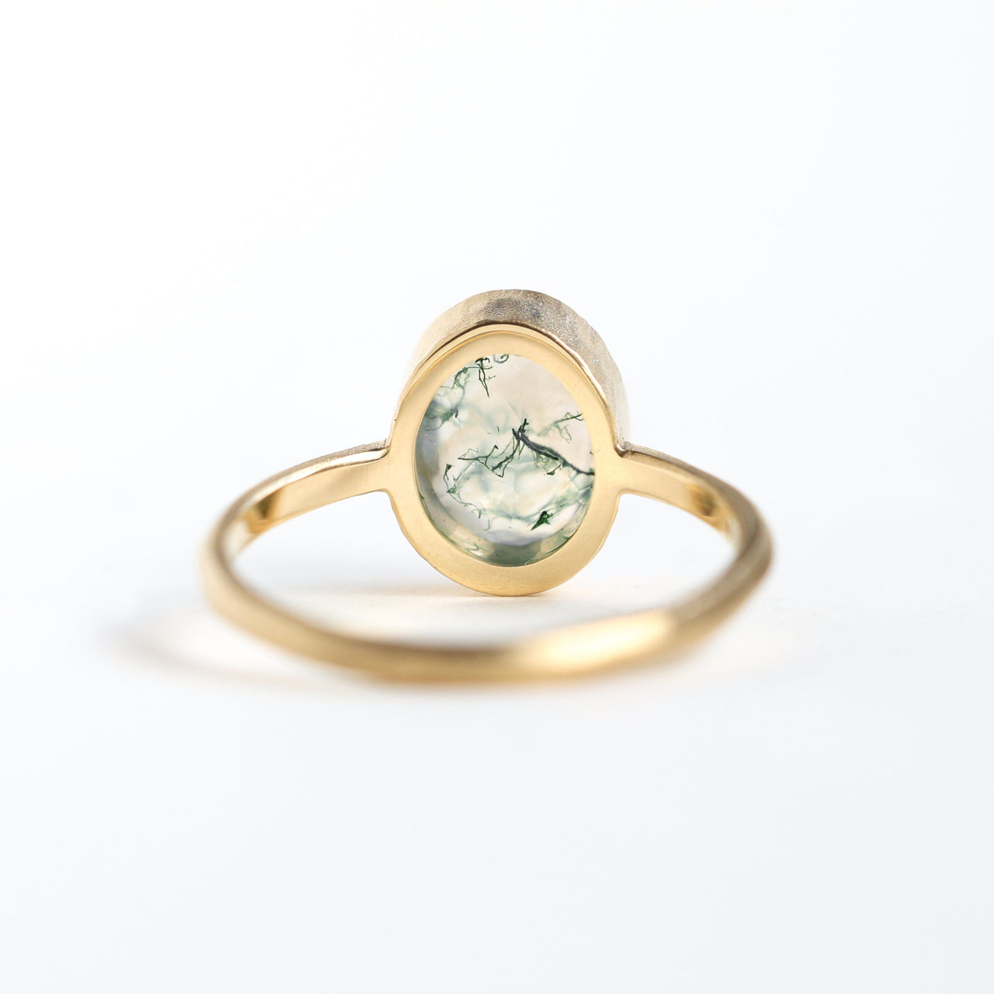 Moss agate solitaire ring - Capucinne