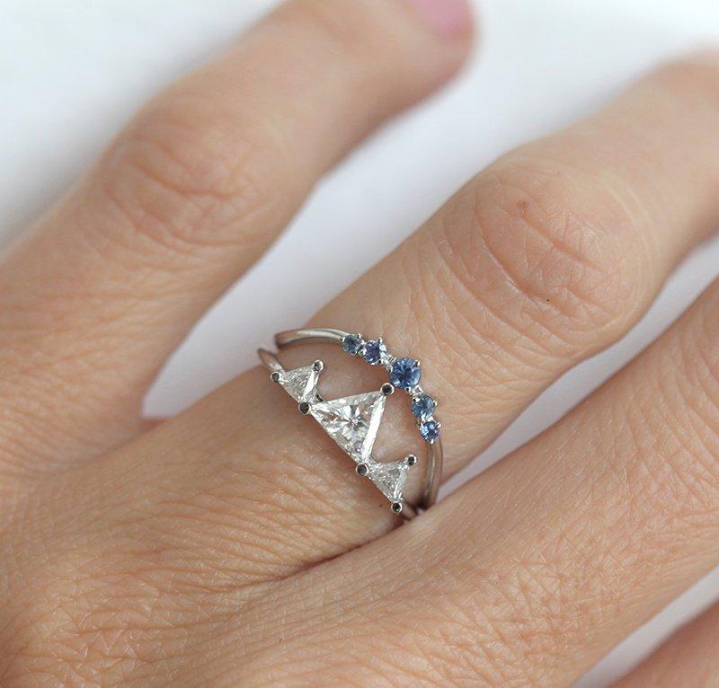 Mountain Engagement Ring Set, Mountain Ring-Capucinne