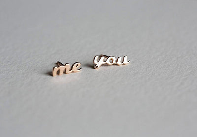 Personalized name gold stud earrings