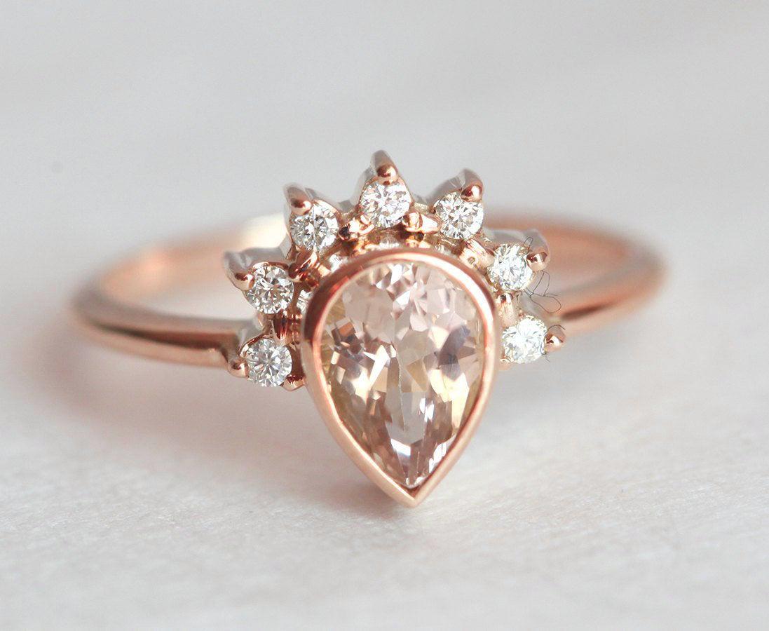 Pear Morganite Ring Rose Gold
