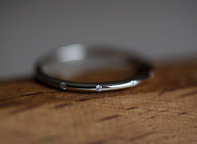 Simple Round White Diamond Wedding Band