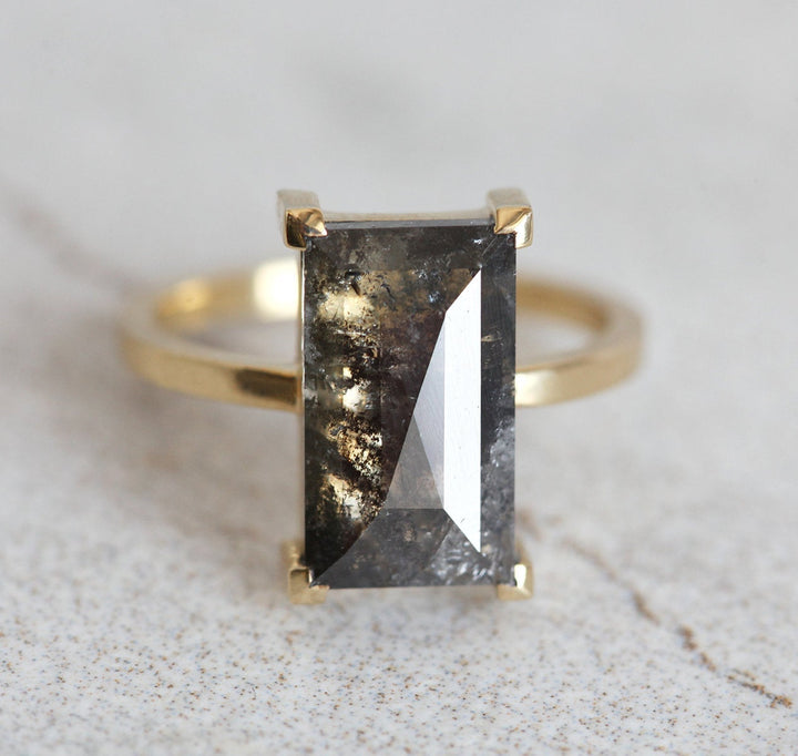 Norna Large Gray Baguette Cut Diamond Solitaire Ring – Capucinne