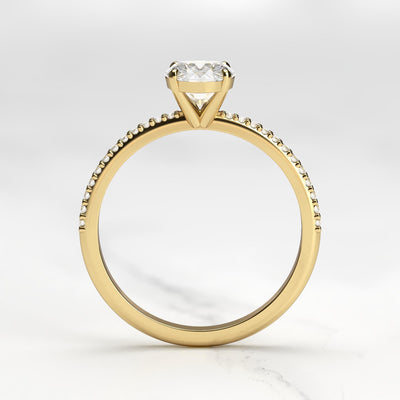 Oval half pave diamond ring